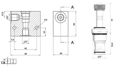 VÁLVULA DE 2 VÍAS 1/2 (NC) 12V - 60L - diagrama