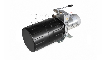 MINI CENTRALE HYDRAULIQUE 12V DC - 1.6kW = 2.1cc - 8 litres - unité monophasée AVEC POMPE MANUELLE