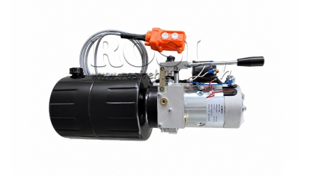 MINI CENTRALE HYDRAULIQUE 12V DC - 1.6kW = 2.1cc - 8 litres - unité monophasée AVEC POMPE MANUELLE
