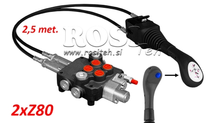 JOYSTICK 1x PAINIKE - BOWDEN VAIJERI 2,5 m + HYDRAULINEN VENTTIILI 2xZ80 + KELLUNTATOIMINTO