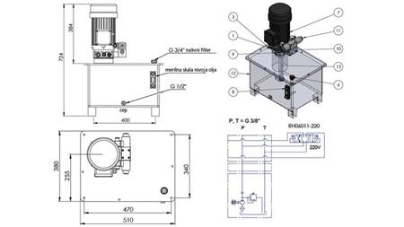 MINI HIDRAVLIČNI AGREGAT 380V AC (4 kW) - 8 cc - 12 lit/min - tank 40 lit