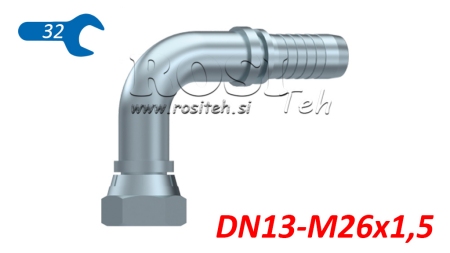 CONEXIÓN HIDRÁULICA BSP CODO FEMENINO 90° DN13-M26X1,5