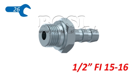 CONEXIÓN MASCULINA HIDRÁULICA 1/2 PARA MANGUERA DE GOMA Φ 15-16