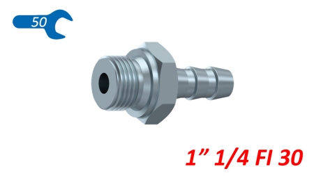 CONECTOR MACHO HIDRÁULICO 1 1/4 PARA MANGUERA DE GOMA DIÁMETRO 30