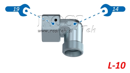 CODO HIDRÁULICO 90° L-10 CON TUERCA GIRATORIA M16X1,5