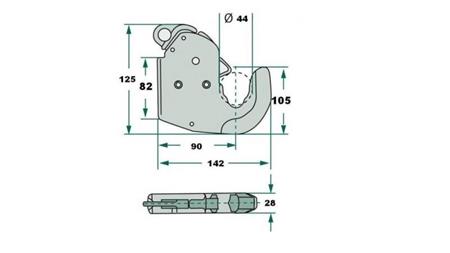 AUTOMATISCHER HAKEN FÜR TRAKTORANHÄNGER HYDRAULIK CAT.1 ECO - Abmessungen