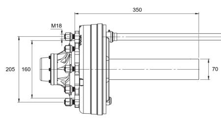 SEMIEJE CON FRENOS - 3600 kg (6 TORNILLOS) - 350 mm