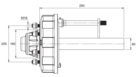 SEMIEJE CON FRENOS - 2700 kg (6 TORNILLOS) - 250 mm