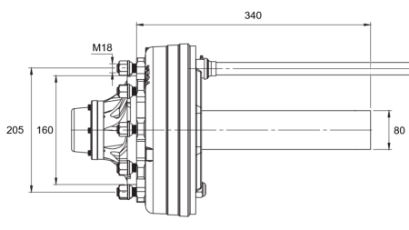 POLOOS S BRZDAMI - 4400 kg (6 SKRUTIEK) - 340 mm