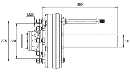 SEMIEJE CON FRENOS - 5000 kg (8 TORNILLOS) - 380 mm