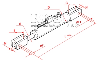 TENSOR VERTICAL HIDRAULICO ADAPTABLE PARA TRACTOR - HURLIMANN 70/35MIN.550 TIPO (1) Φ 24/24