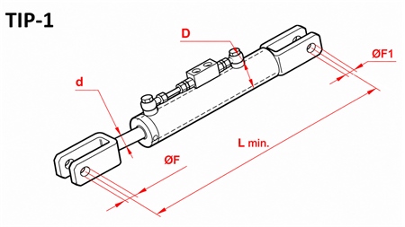 TENSOR VERTICAL HIDRAULICO ADAPTABLE PARA TRACTOR - CASE-IH 80/40MIN.610 TIPO (1) Φ 19/16