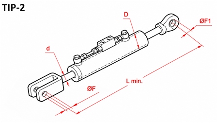 TENSOR VERTICAL HIDRAULICO ADAPTABLE PARA TRACTOR - CASE-IH 80/40MIN.550 TIPO (2) Φ 25/25