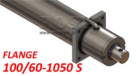 hydraulischer Zylinder mit Montageplatte und Rohren 100/60-1050