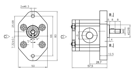 HYDRAULIKPUMPE 00C0.5X032 GR.0 - 0,5cc - RECHTS