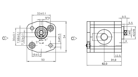 HYDRAULICKÉ ČERPADLO 00C1X033 GR.0 - 1cc - PRAVOTOČIVÝ