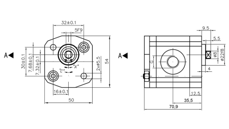 POMPE HYDRAULIQUE 00A2X033 GR.0 - 2cc - GAUCHE