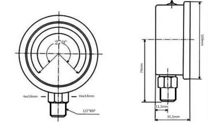 MANÓMETRO DN100 VERTICAL 0 - 4 BAR - 1/2-dimensiones