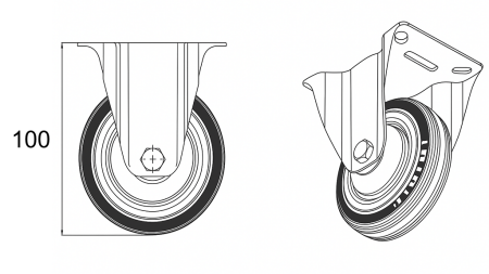 RUOTA 75mm CON BASE FISSA