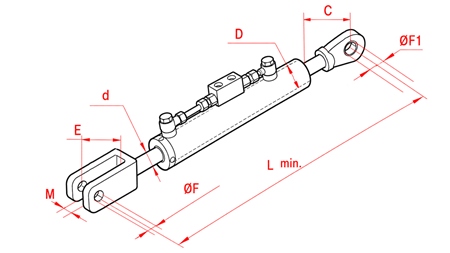 TENSOR VERTICAL HIDRAULICO ADAPTABLE PARA TRACTOR - STEYR 90/45MIN.720 TIPO (2) Φ 28/32