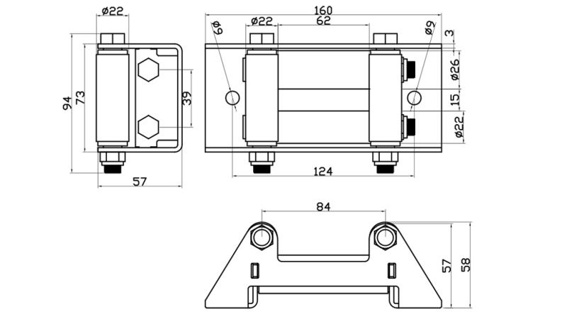 GUÍA DE RODILLOS PARA CABLE DE ACERO (3500) 73x160