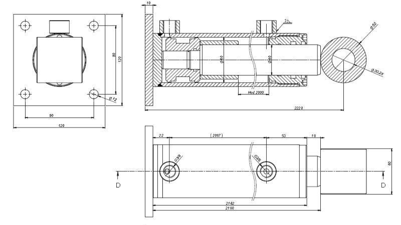 HYDRAULICKÝ CYLINDER PRE HLEVSKEGA KRTA 60/40-2000-rozmery