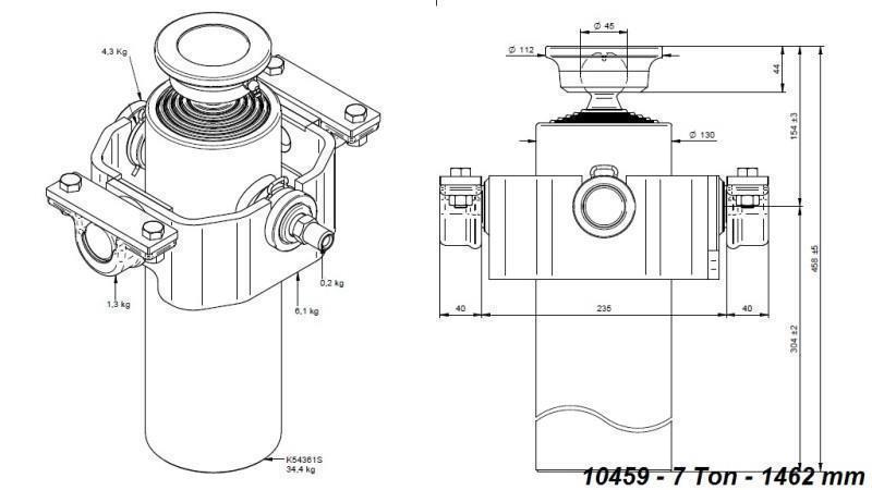 CILINDRO TELESCÓPICO COMPACTO 5 ETAPAS 1462mm x125 -BOLA