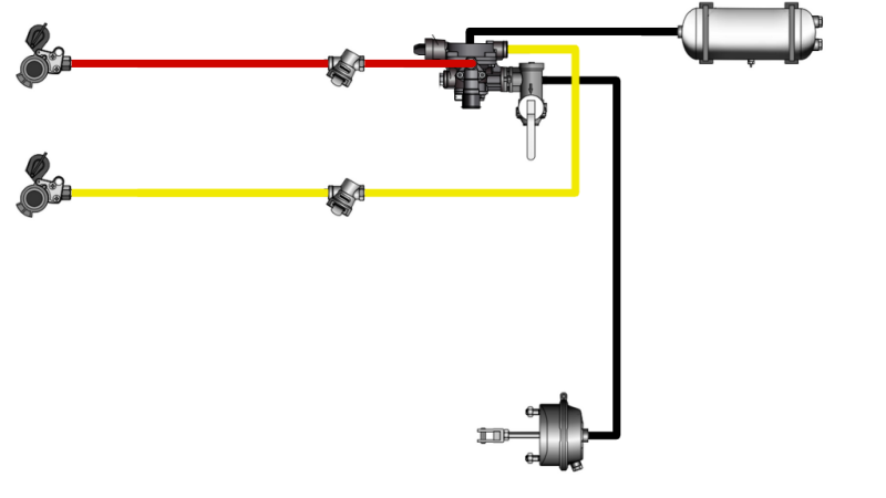 JUEGO DE FRENOS DE AIRE PARA REMOLQUE SISTEMA CIRCULAR DOBLE COMPLETO 1 CILINDRO