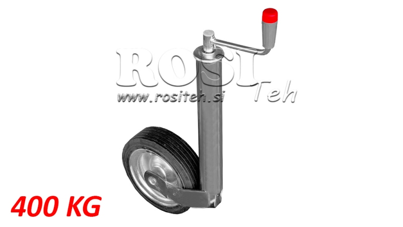 PIE DE SOPORTE ROSCADO CON RUEDA PARA REMOLQUES 250MM 400KG