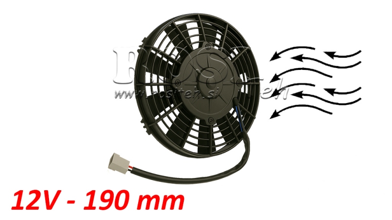 AXIÁLIS HŰTŐVENTILÁTOR 190MM NYOMÓ 12V