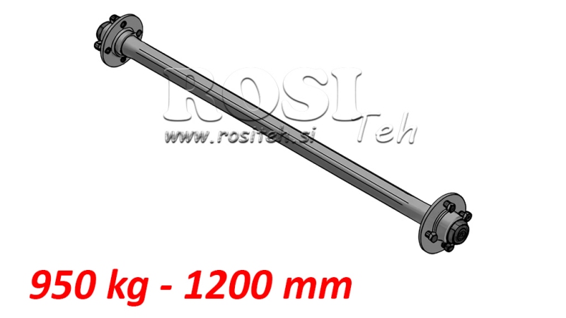 AKSELIT PERÄVAUNULLE 950 KG ILMAN JARRUA (1200 MM)