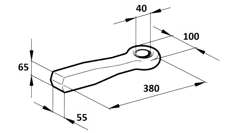 GANCHO DE REMOLQUE FI40 55x65 L380 - 10,000/1,500KG