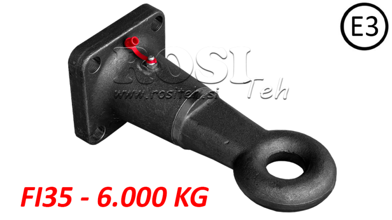 GANCHO DE REMOLQUE GIRATORIO FI35 6 TON E3 EN CARCASA 6000/1500KG