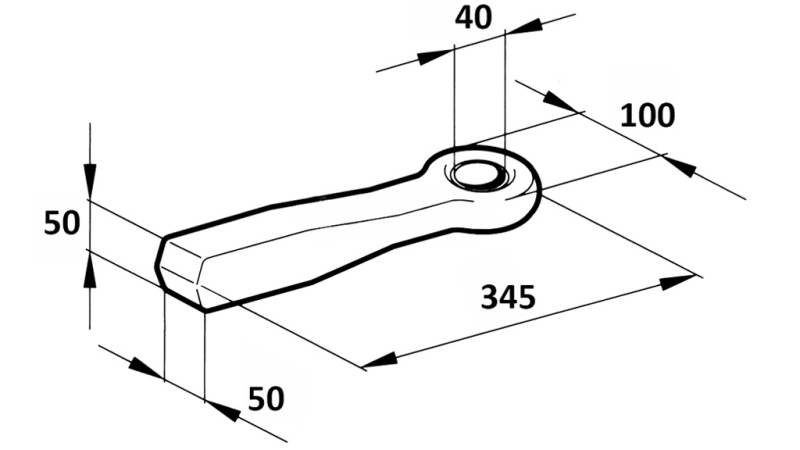 PEVNÝ TAŽNÝ HÁK FI40 50X50 L370 - 6000KG/1000KG