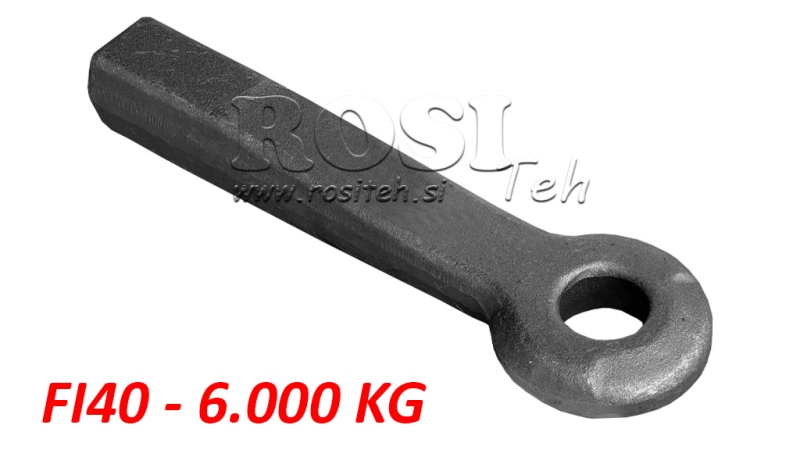 PEVNÝ TAŽNÝ HÁK FI40 50X50 L370 - 6000KG/1000KG