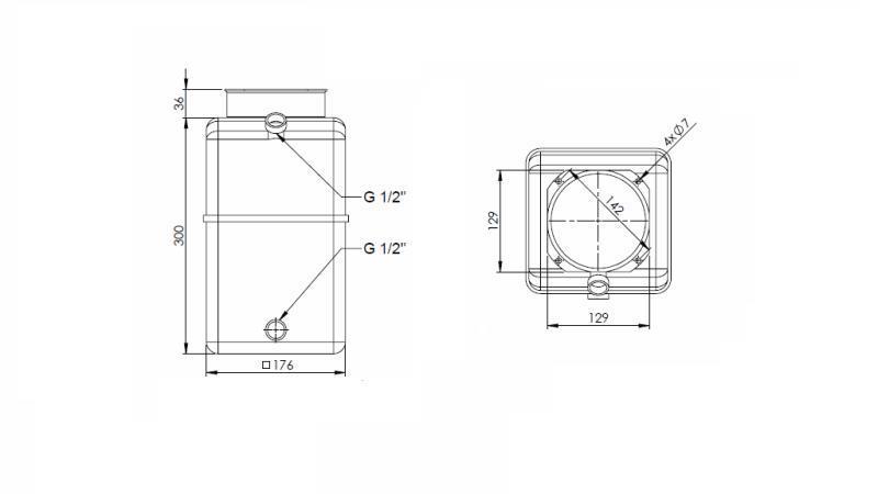 RESERVORIO PVC ROLL PP 8 LITROS HORIZONTAL-VERICAL - dimensiones
