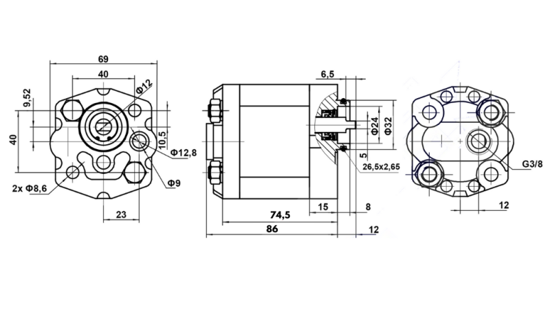 BOMBA HIDRÁULICA 10C2,7X302 2,7 CC DERECHA