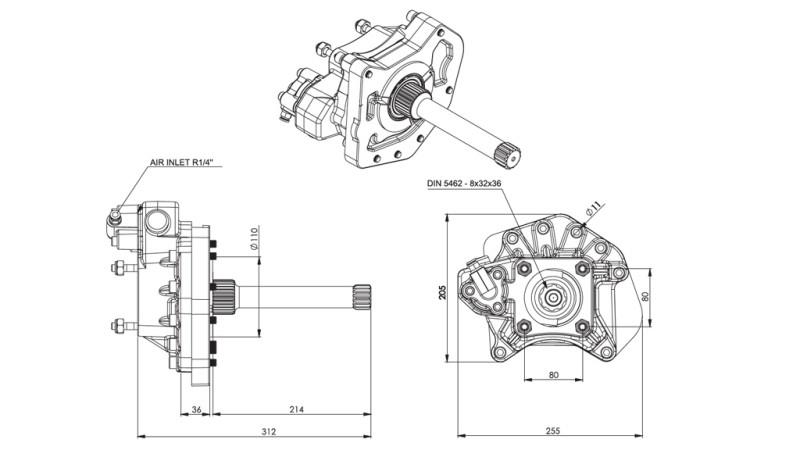 Dimensiones DEL MOTOR DE BOMBA HIDRÁULICA - MERCEDES ACTROS A
