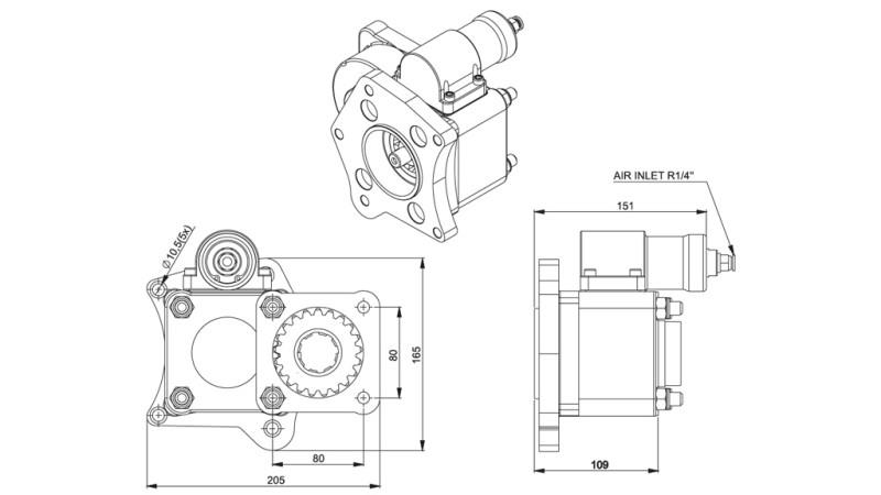 Dimensiones SALIDA PARA BOMBA HIDRÁULICA - MERCEDES 352-2