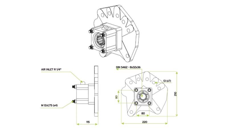 Dimensiones SALIDA PARA BOMBA HIDRÁULICA - MERCEDES G100
