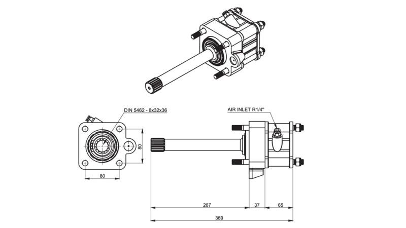 Dimensioner UDGANG FOR HYDRAULISK PUMPE - MAN ROTERDAR