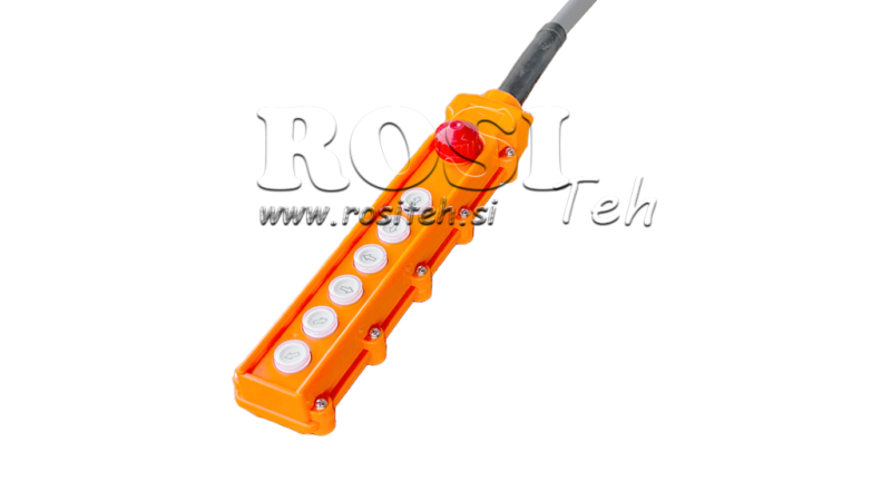 MANDO A DISTANCIA 6 BOTONES + INTERRUPTOR DE EMERGENCIA EN CARCASA CON CABLE