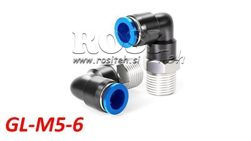 CONECTOR ANGULAR DE ENCHUFE NEUMÁTICO TPA CON ROSCA GL-M5-6