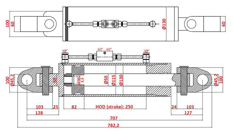 HYDRAULISK TRÆKKER SPECIAL - 4. KLASSE 115/50-250 (180-380HK)(45.2mm)