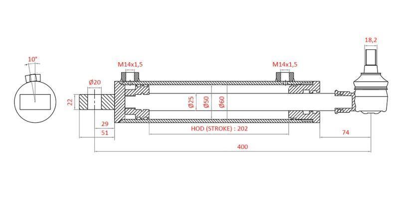 HYDRAULISK STYRINGSCYLINDER FIAT-NEW HOLLAND OEM-5189891