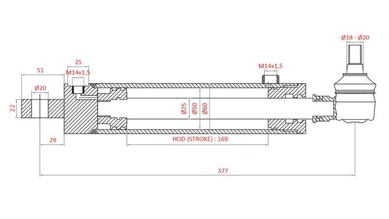 CILINDRO DE DIRECCIÓN HIDRÁULICO SAME OEM-176.6354.4/01