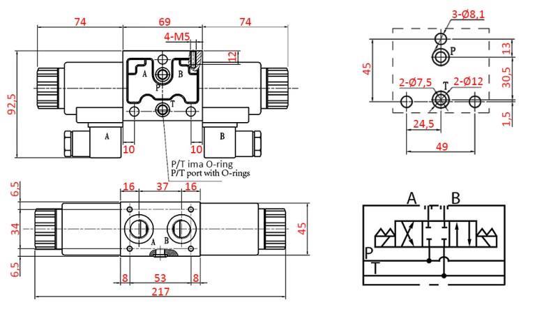 HYDRAULISK ELEKTROMAGNETISK VENTIL YEAT-SAMMENFØRING 12V N1