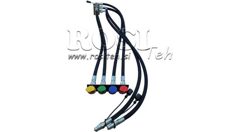 VÁLVULA DE DISTRIBUCIÓN MANUAL CON MANGUERAS PARA TRACTOR VOLQUETE SALIDA DF-6/2 60lit/min