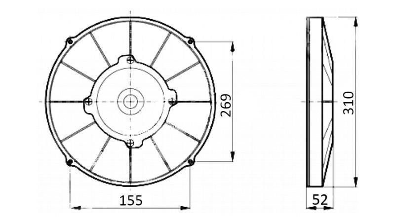 VENTILADOR AXIAL 280mm EMPUJANDO 12V