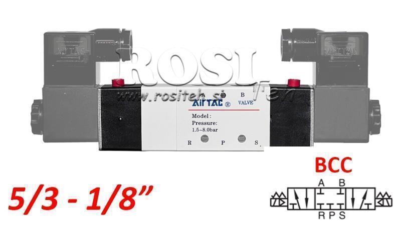 VÁLVULA ELECTROPNEUMÁTICA 5/3 BISTABLE 1/8 PRT-0553-BCC